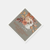 Serviette En Papier Fleur d'automne sur Gray fête d'anniversaire (Coin)