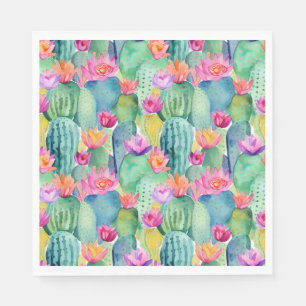 Serviette En Papier Fleur de Cactus Aquarelle Art désert Coloré Fun