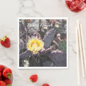 Serviette En Papier Fleur de cactus jaune (En situation)