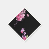 Serviette En Papier Fleur de cerise rose et noire (Coin)
