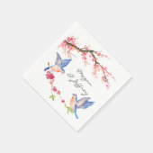 Serviette En Papier Fleur de cerisier d'aquarelle avec BlueBirds (Coin)