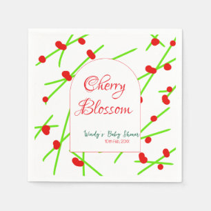 Serviette En Papier Fleur de cerisier en forme d'arche rouge vert baby