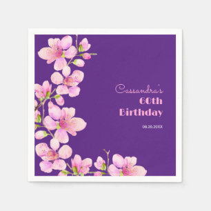 Serviette En Papier Fleur de cerisier rose doux Sakura Purple Annivers