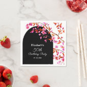 Serviette En Papier Fleur de cerisier Sakura noir blanc Anniversaire (En situation)