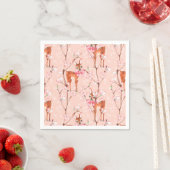 Serviette En Papier Fleur de cerisiers et faons /2 (En situation)