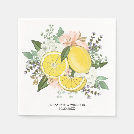 Serviette En Papier Fleur de citron jaune (Devant)