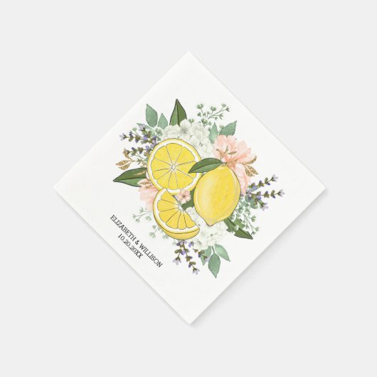 Serviette En Papier Fleur de citron jaune (Coin)