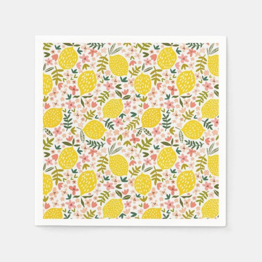 Serviette En Papier Fleur de citron rose d'été (Devant)