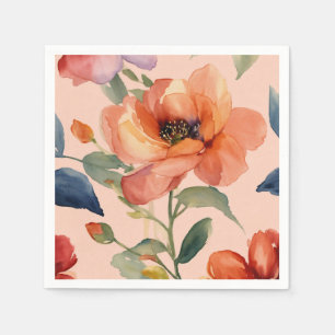 Serviette En Papier Fleur de Citron Vif: Fleurs Orange Multicolores Ve