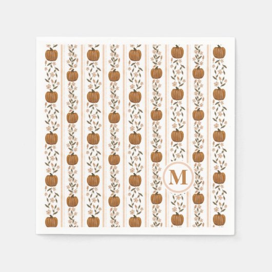 Serviette En Papier Fleur de Citrouille Thanksgiving (Devant)