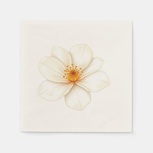 Serviette En Papier Fleur de couleur blanche (Devant)