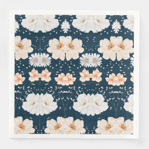 Serviette En Papier Fleur de couleur claire avec fond d'océan sombre