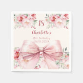 Serviette En Papier Fleur de crème d'arc rose d'anniversaire rose (Devant)