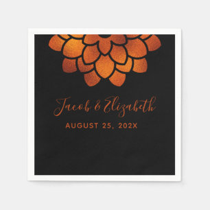 Serviette En Papier Fleur de cuivre dramatique sur Mariage noir