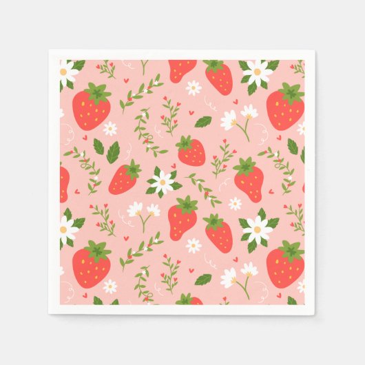 Serviette En Papier Fleur de Fraisier (Devant)