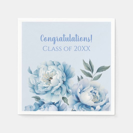 Serviette En Papier Fleur de graduation bleu clair  (Devant)