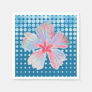 Serviette En Papier Fleur de Hibiscus à points sarcelle