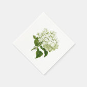 Serviette En Papier Fleur de Hortensia Antique Blanche et Vert Pâle (Coin)