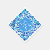 Serviette En Papier Fleur de jardin Royal bleu & turquoise personnalis (Coin)