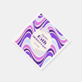 Serviette En Papier Fleur de la vague rétro violet bleu Anniversaire (Coin)