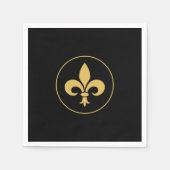 Serviette En Papier Fleur de Lis d'or en noir (Devant)