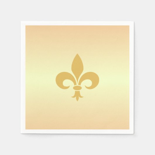 Serviette En Papier Fleur-de-Lis dorée sur dégradé doré (Devant)