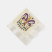 Serviette En Papier Fleur de lis jaune et vert violet (Coin)