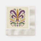 Serviette En Papier Fleur de lis jaune et vert violet (Devant)