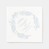 Serviette En Papier Fleur de lis mariage gris bleu blanc (Devant)