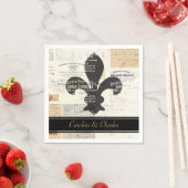 Serviette En Papier Fleur de Lis Mariage Vintage (En situation)