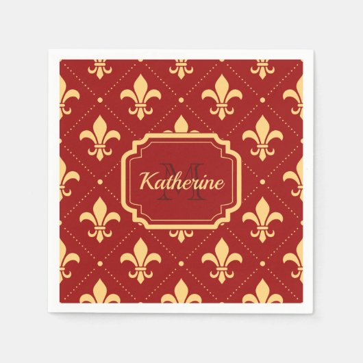 Serviette En Papier Fleur de lis Motif (Devant)