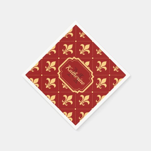 Serviette En Papier Fleur de lis Motif (Coin)