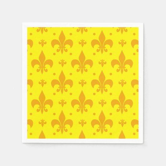 Serviette En Papier Fleur de lis Motif jaune (Devant)