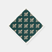 Serviette En Papier Fleur de Lis Motif, Royal French Creative on Green (Coin)