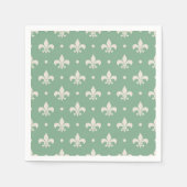 Serviette En Papier Fleur de Lis motif sur arrière - plan vert (Devant)