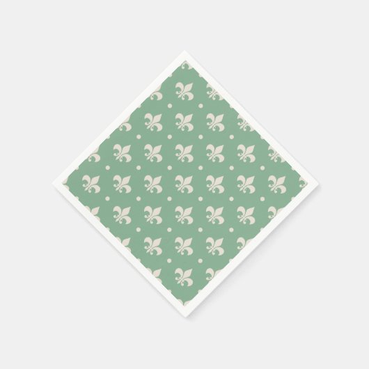 Serviette En Papier Fleur de Lis motif sur arrière - plan vert (Coin)