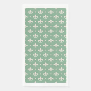 Serviette En Papier Fleur de Lis motif sur arrière - plan vert