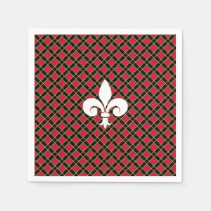 Serviette En Papier Fleur-de-lis ou fleur de lys élégante sur fond noi