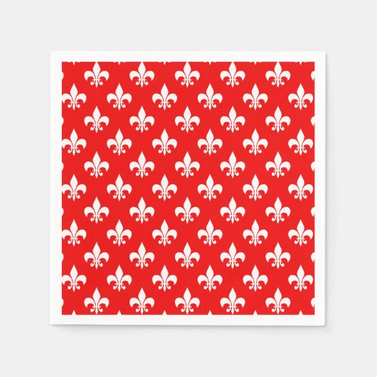 Serviette En Papier Fleur de lis rouge blanc (Devant)