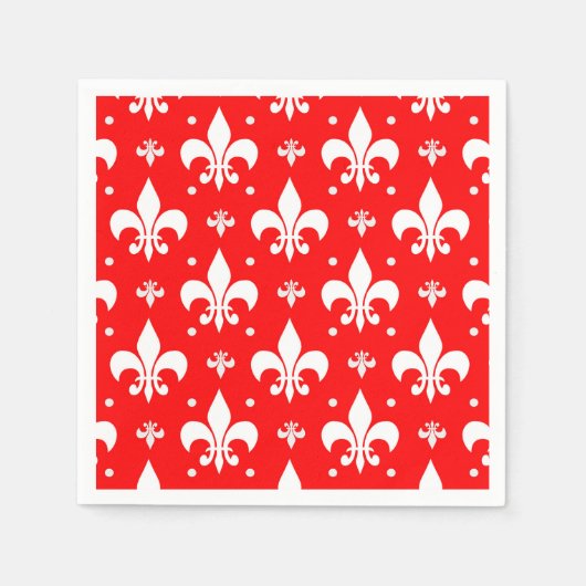 Serviette En Papier Fleur de lis rouge Motif (Devant)