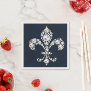 Serviette En Papier Fleur de Lis Royale Diamantée