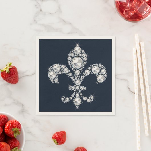 Serviette En Papier Fleur de Lis Royale Diamantée (En situation)