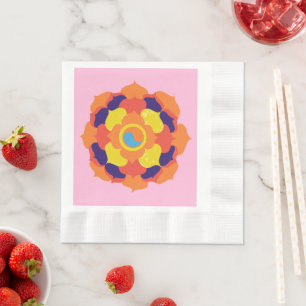 Serviette En Papier Fleur de Lotus colorée Yin & Yang Mandala