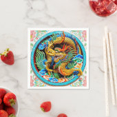 Serviette En Papier fleur de lotus de peinture de dragon cool (En situation)