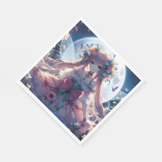 Serviette En Papier Fleur de lune d'Anime (Coin)