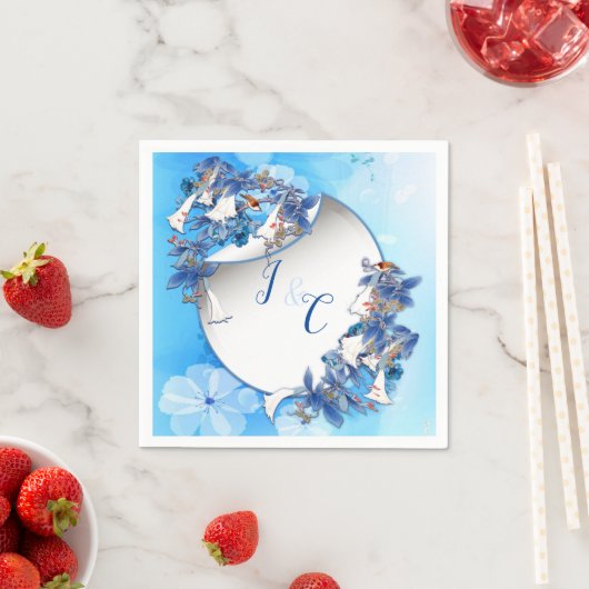 Serviette En Papier Fleur de lune d'aquarelle blanche (En situation)