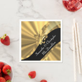 Serviette En Papier Fleur de lys noir et or (En situation)