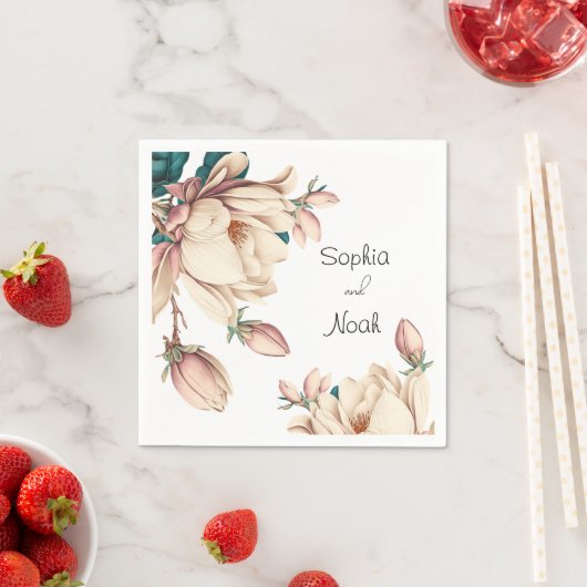 Serviette En Papier Fleur de Magnolia (En situation)