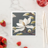 Serviette En Papier Fleur de Magnolia blanche élégante (En situation)