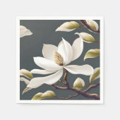 Serviette En Papier Fleur de Magnolia blanche élégante (Devant)